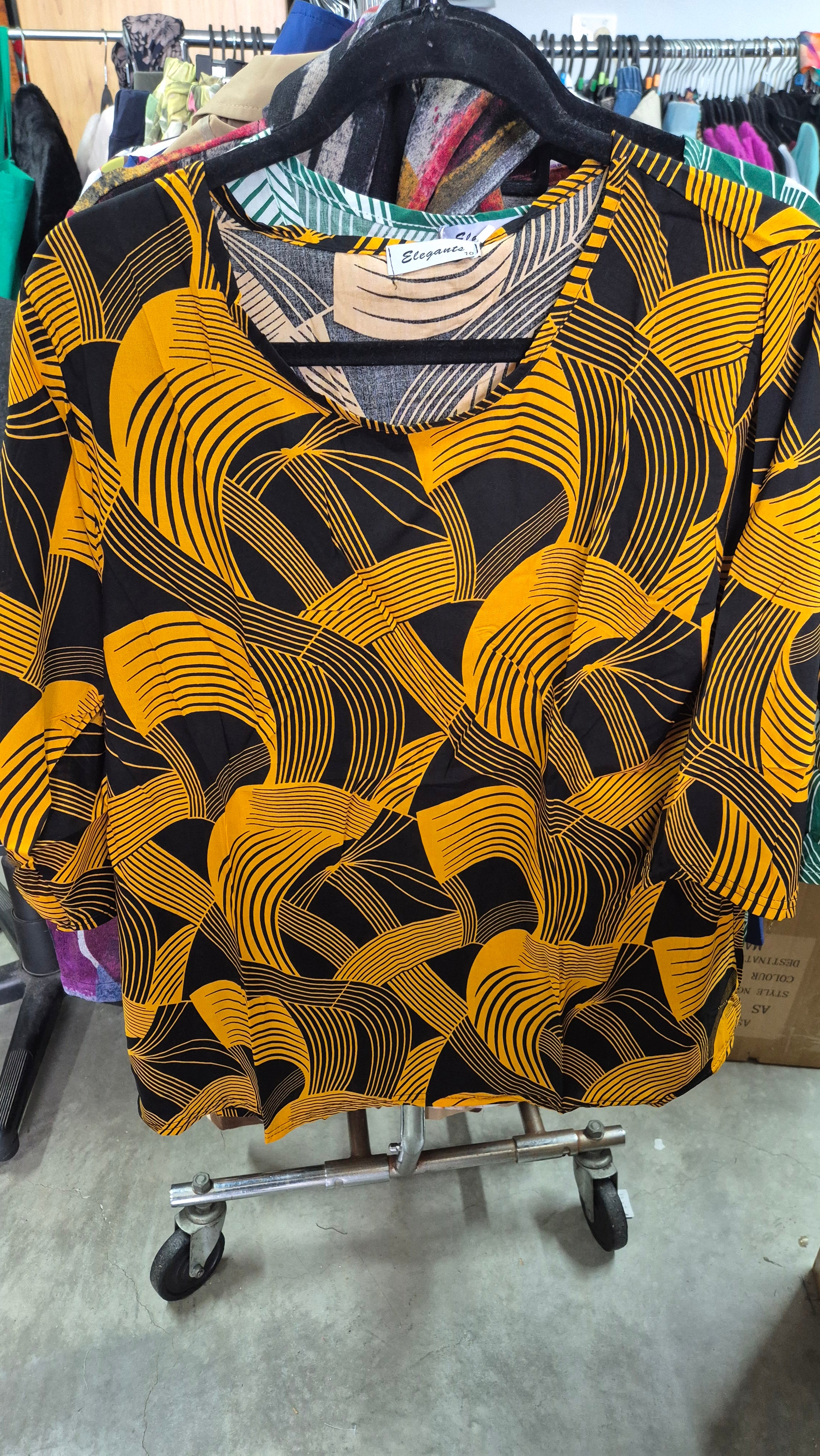 Wave Print Rayon Top