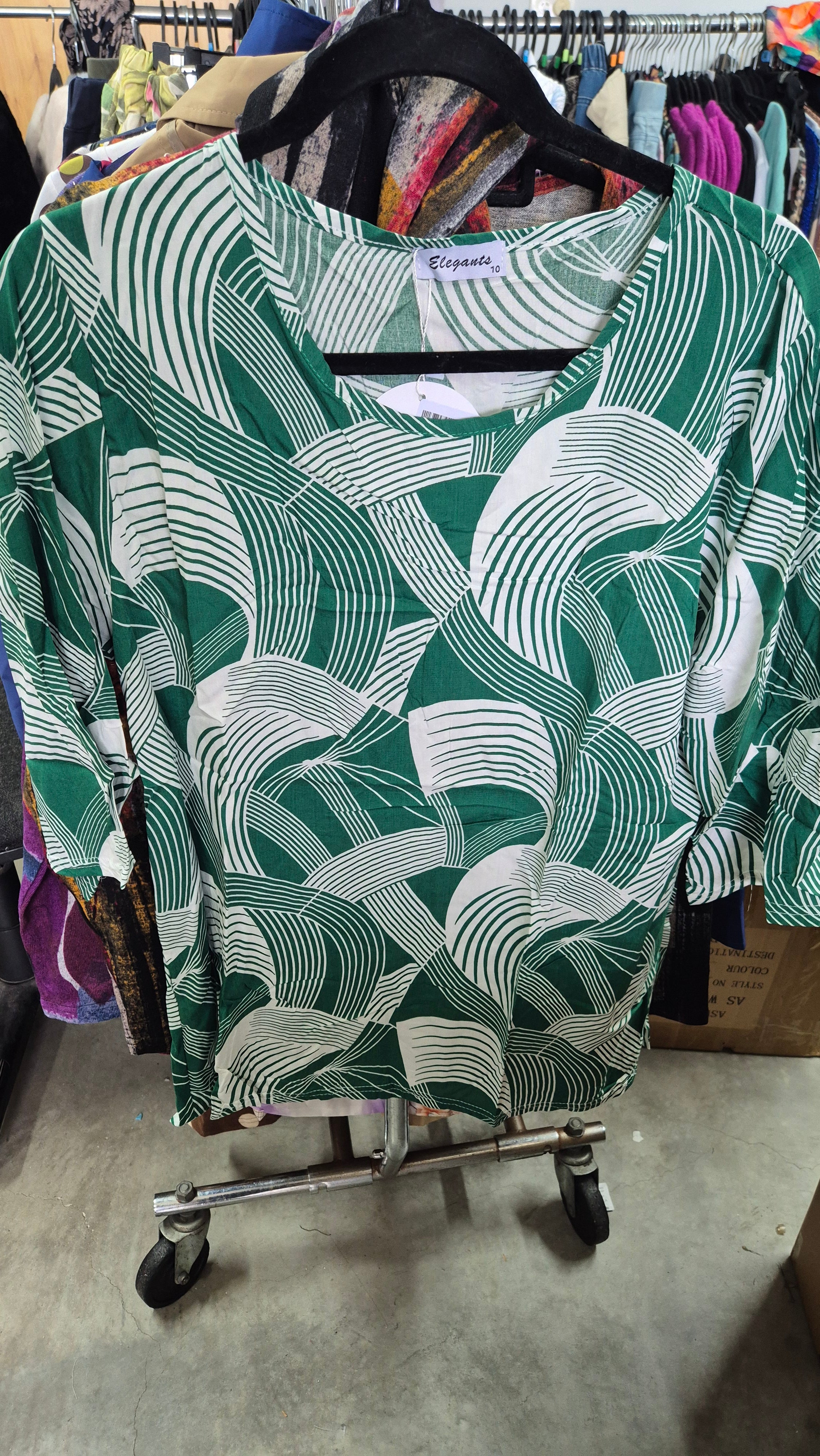 Wave Print Rayon Top