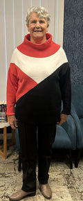 Roll Neck, tri-coloured Jumper
