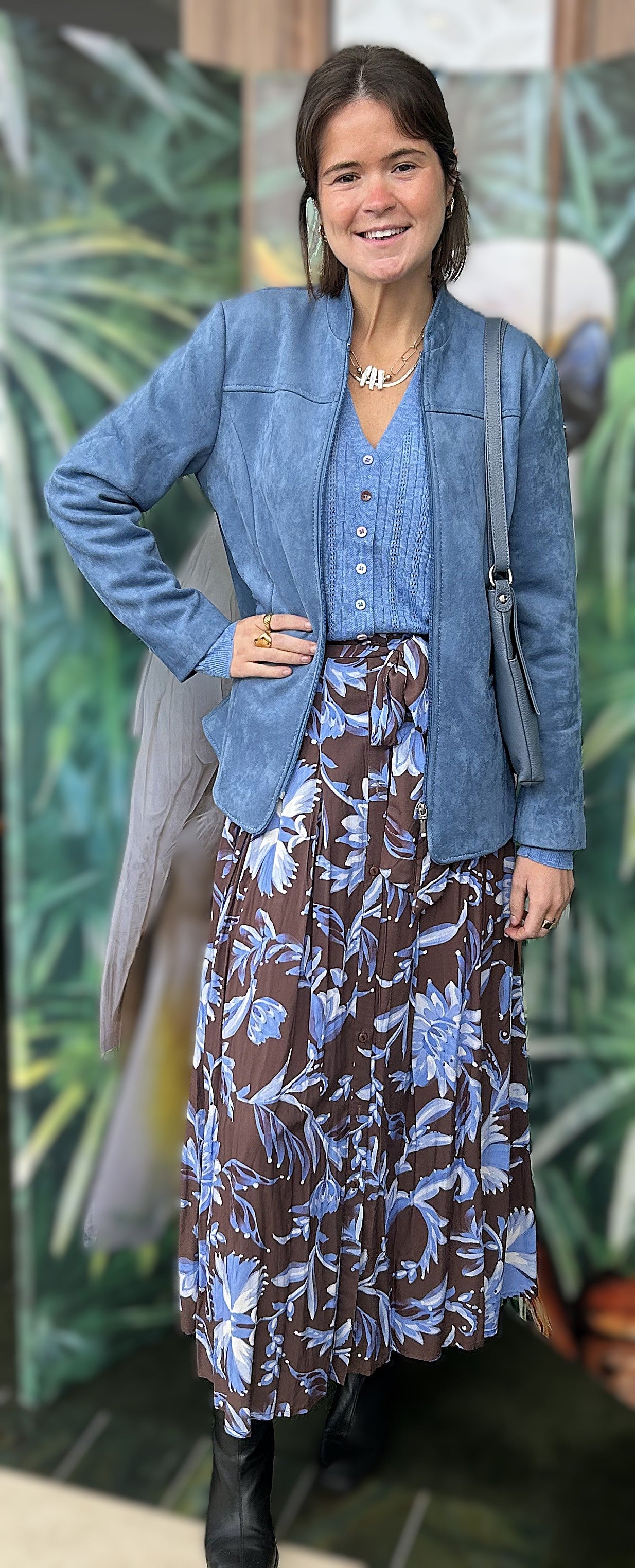 Blue Floral Maxi Skirt
