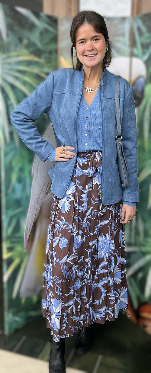 Blue Floral Maxi Skirt
