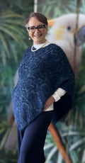 Navy patterned poncho