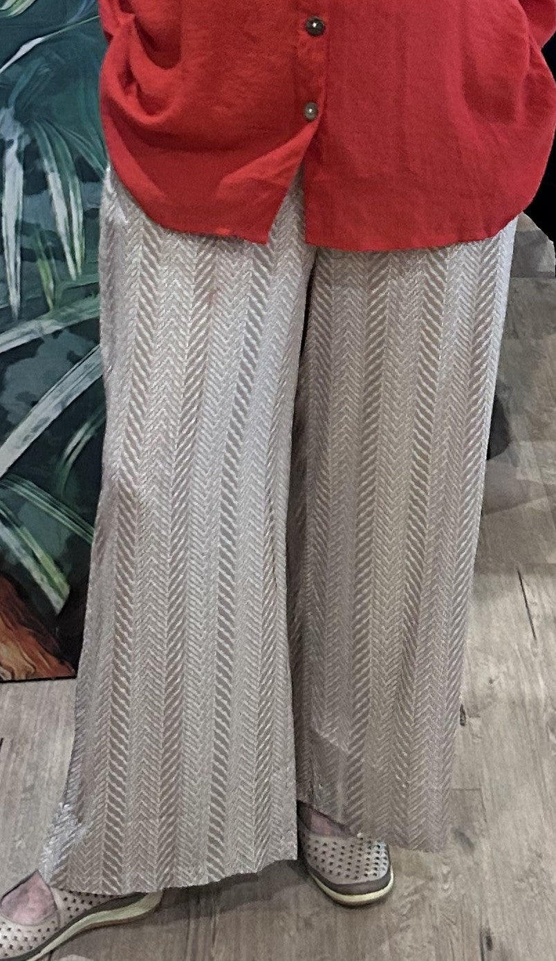 Herringbone Wide-Leg Pants