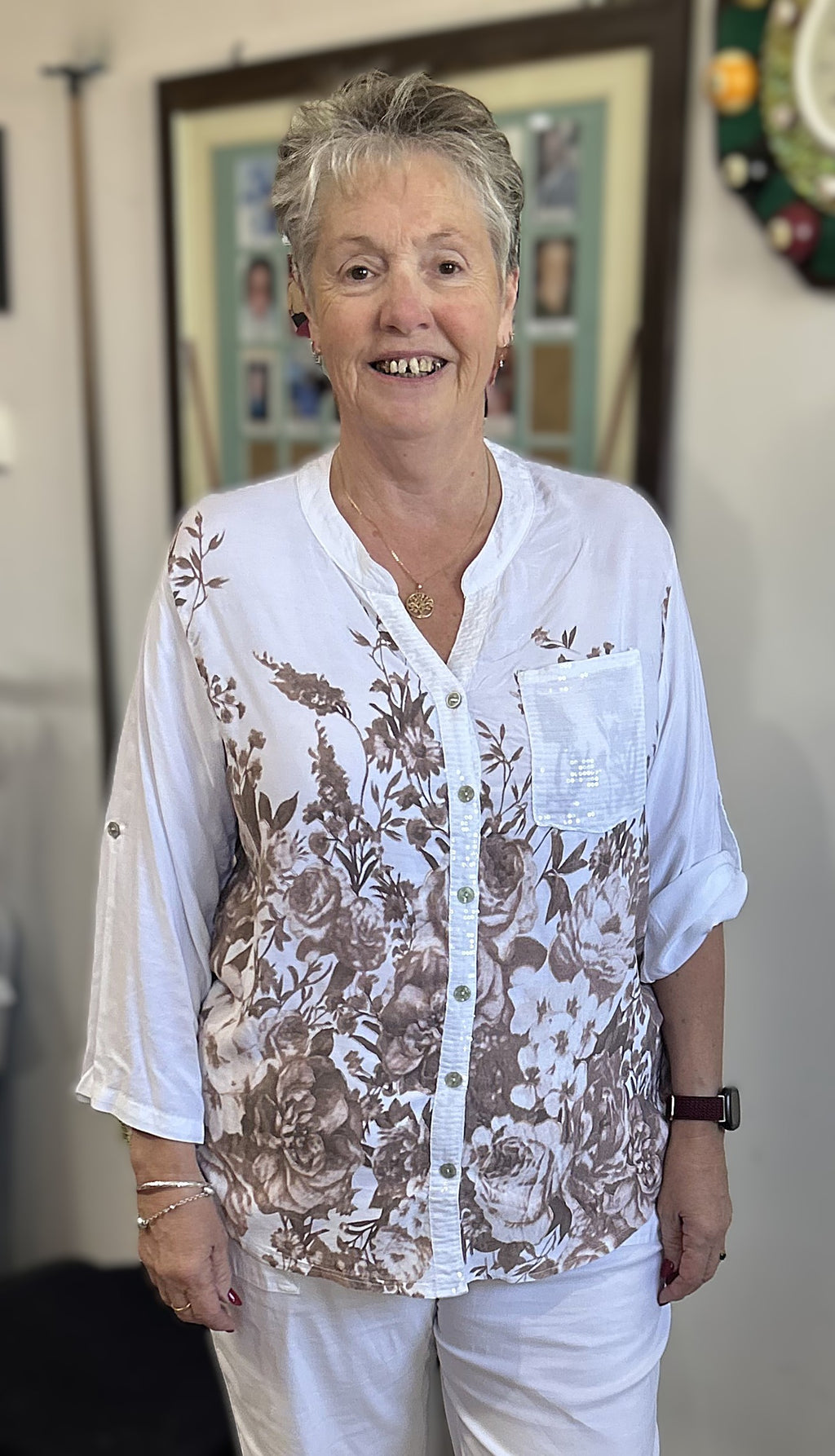 Sequin Trim Floral Shirt