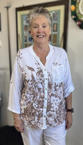 Sequin Trim Floral Shirt