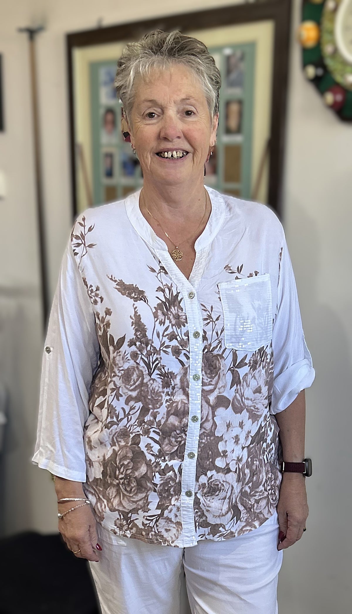 Sequin Trim Floral Shirt