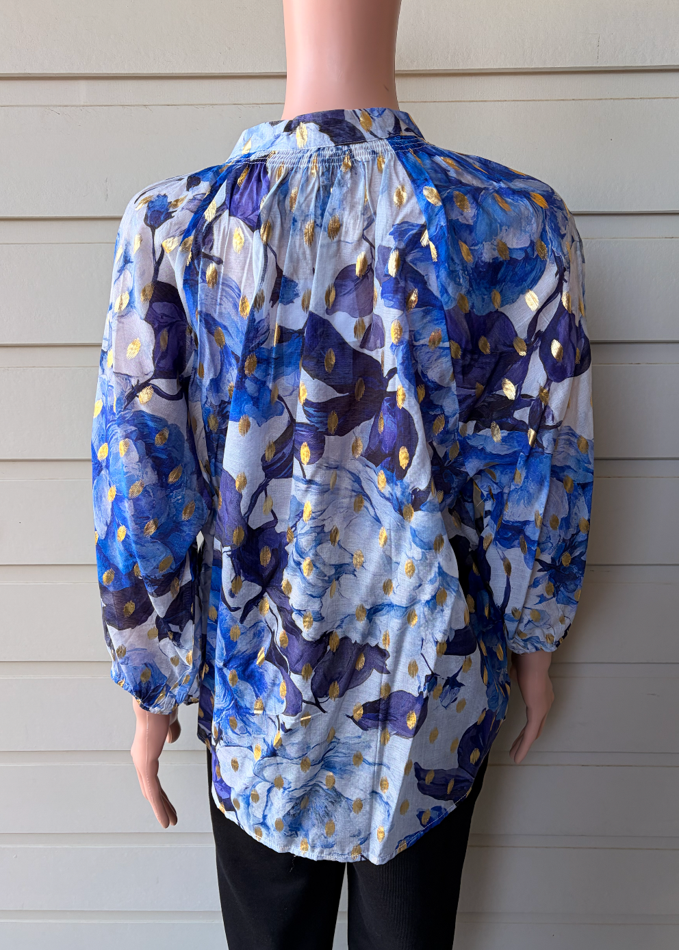 Azure Bloom Foil Blouse