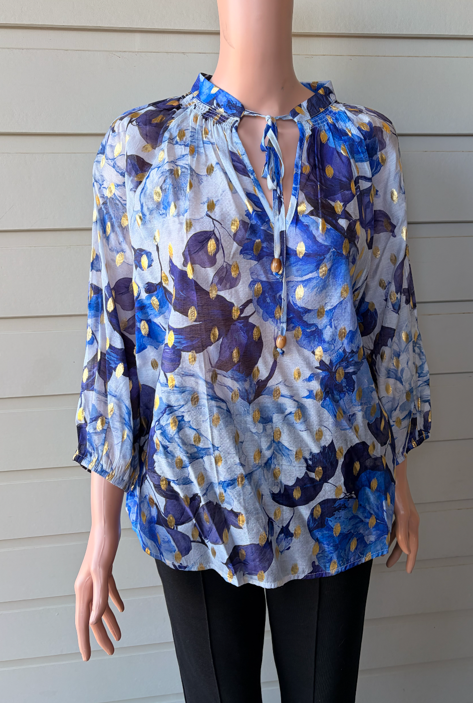 Azure Bloom Foil Blouse